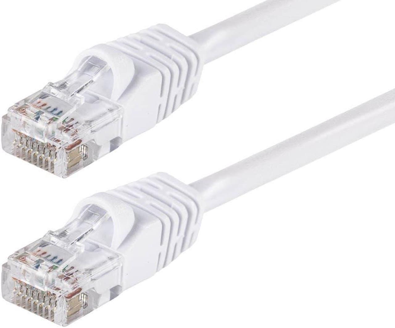 Monoprice Cat5e Ethernet Patch Cable - Network Internet Cord - RJ45, Stranded, 350Mhz, UTP, Pure Bare Copper Wire, 24AWG, 14ft, White