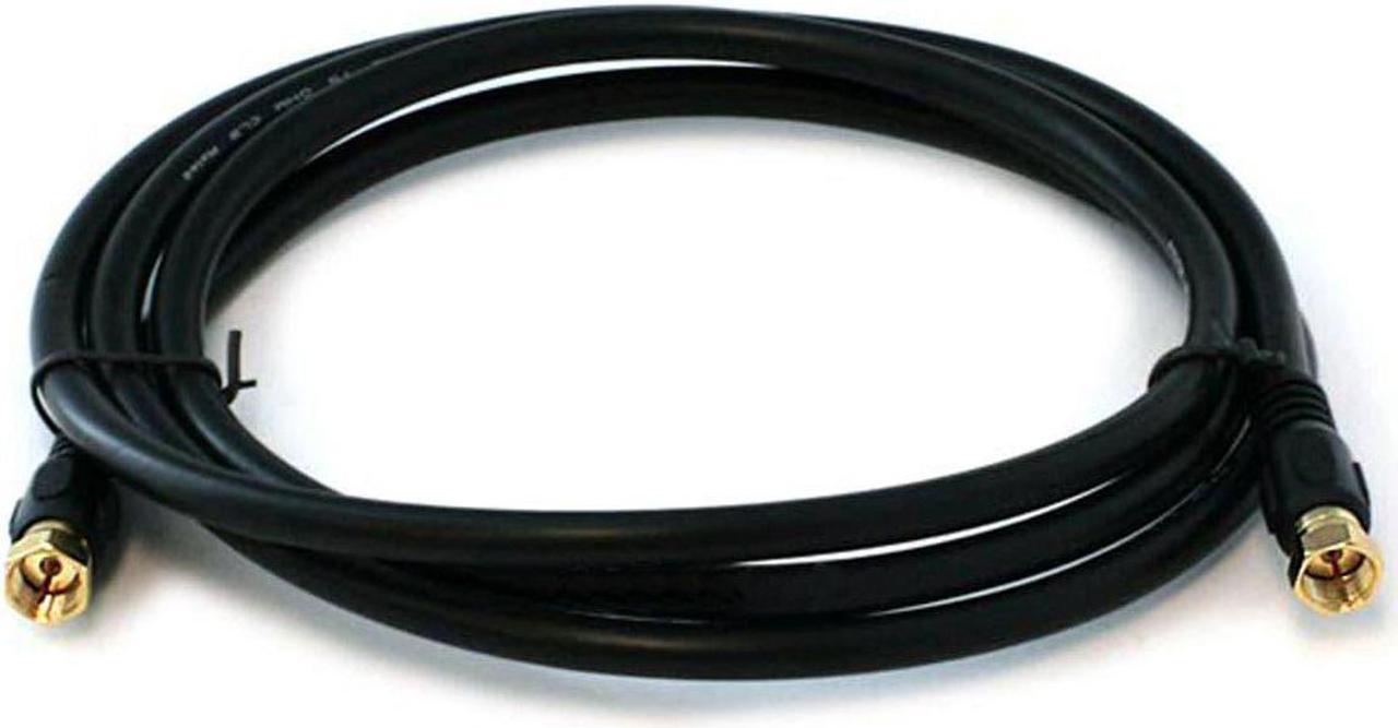 Monoprice 6ft RG6 (18AWG) 75Ohm, Quad Shield, CL2 Coaxial Cable with F Type Connector - Black