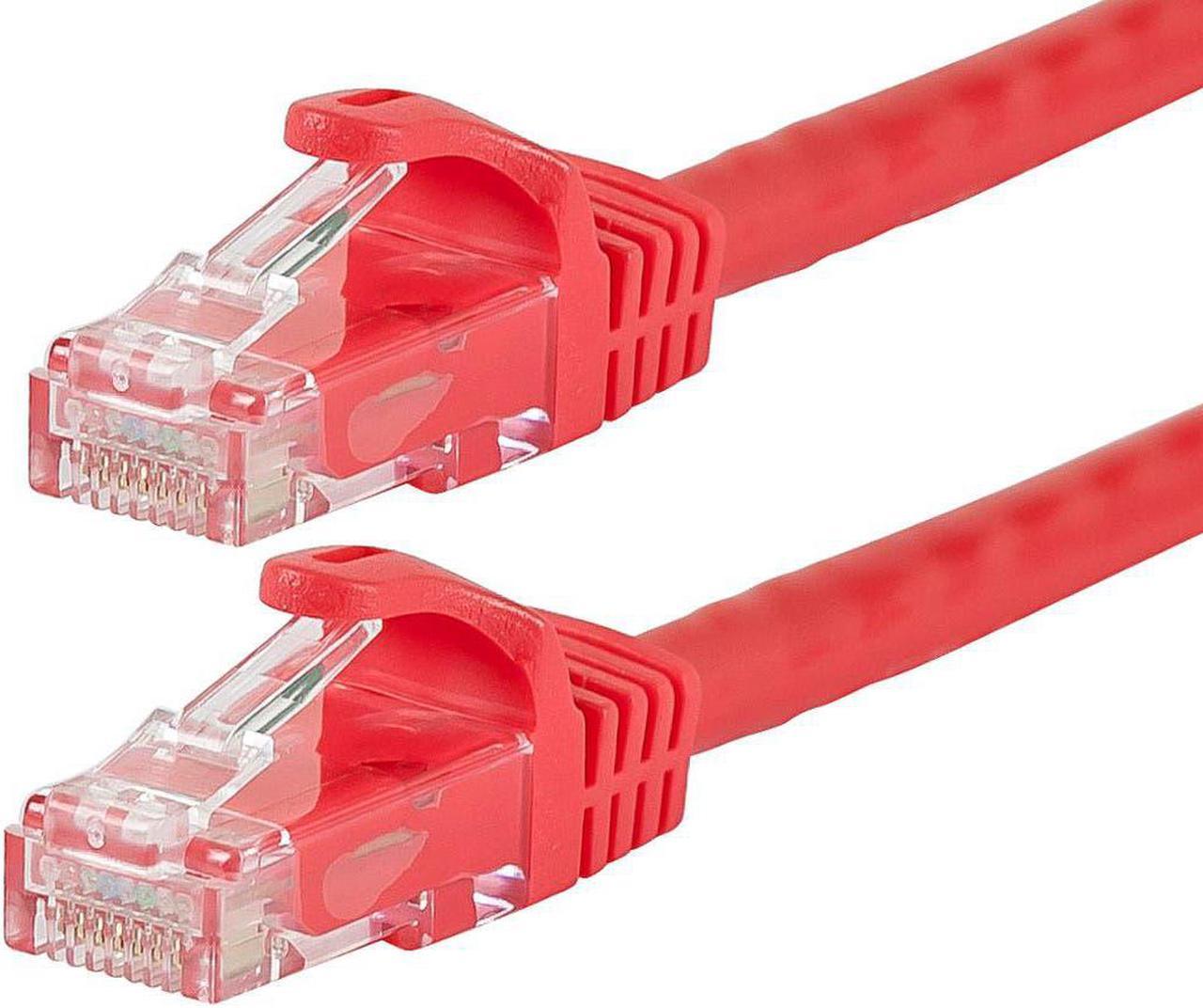 Monoprice Cat5e Ethernet Patch Cable - 7 Feet - Red | Network Internet Cord - RJ45, Stranded, 350Mhz, UTP, Pure Bare Copper Wire, 24AWG - Flexboot Series