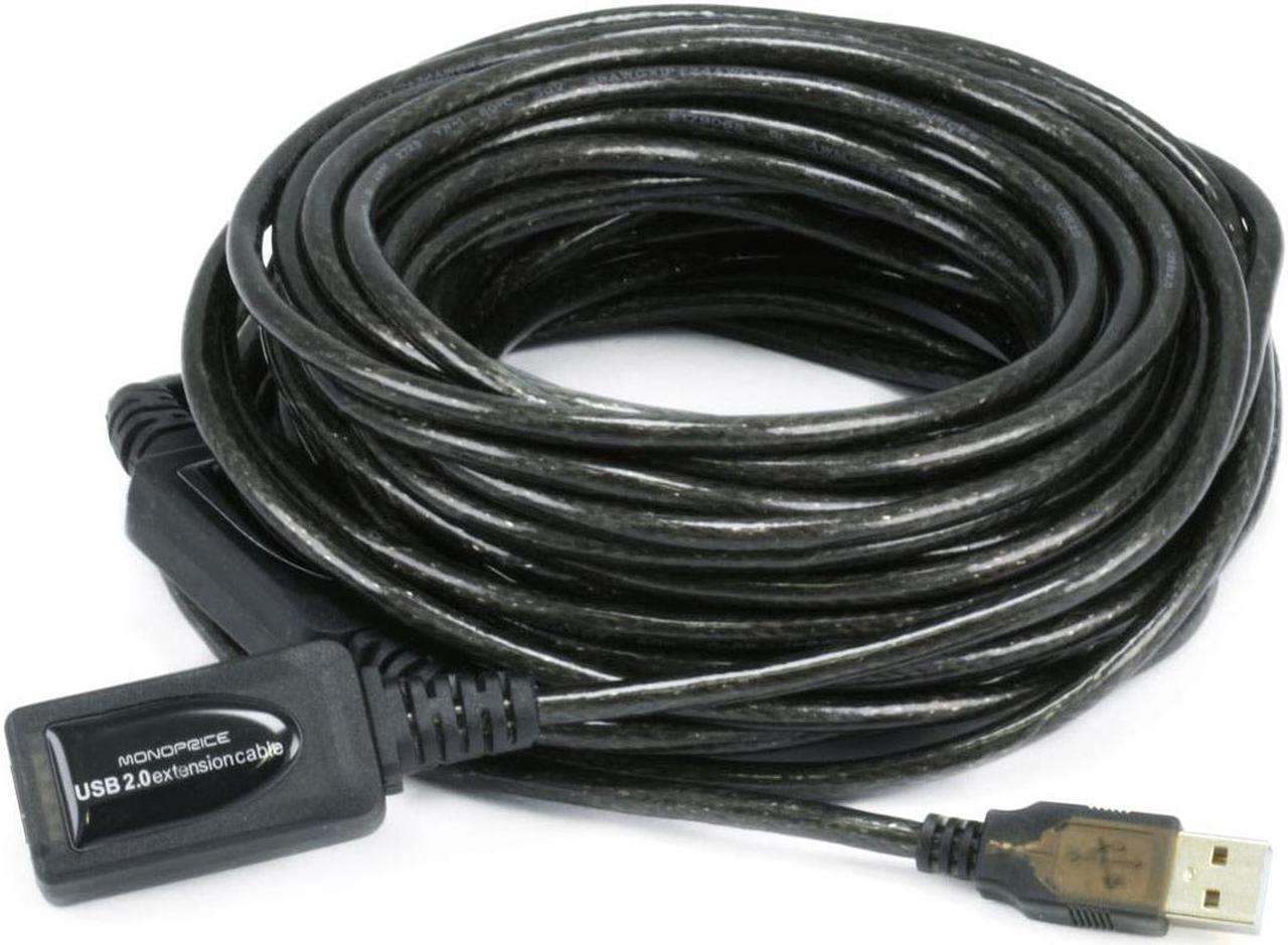 Monoprice USB Type-A Male to Type-A Female 2.0 Extension Cable - Active, 28/24AWG, Repeater, Kinect, and PS3 Move Compat