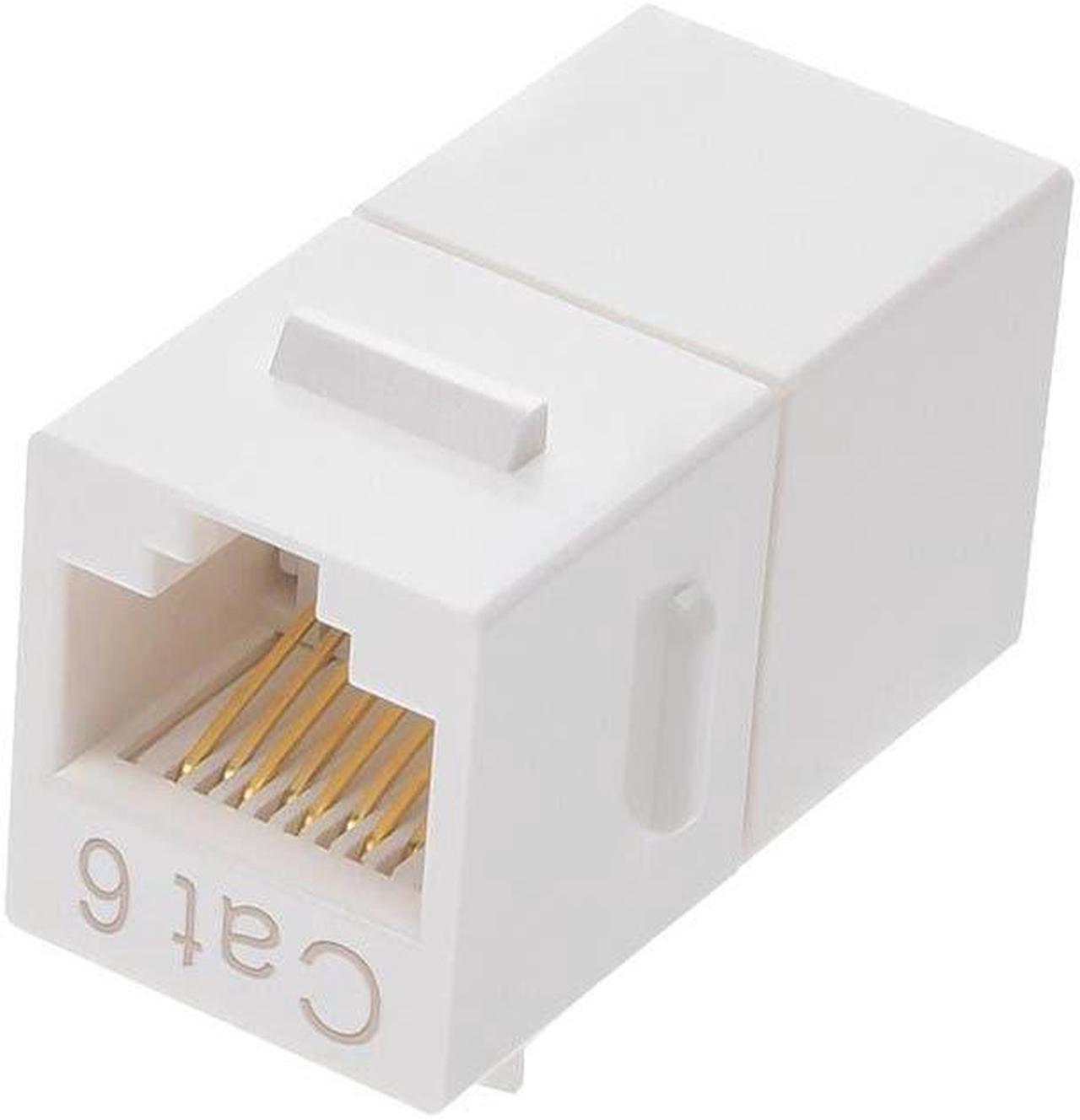 Monoprice 8P8C RJ45 Cat6 Inline Coupler Type Keystone Jack - White, Fits All Standard Keystone Wall Plates And Panels