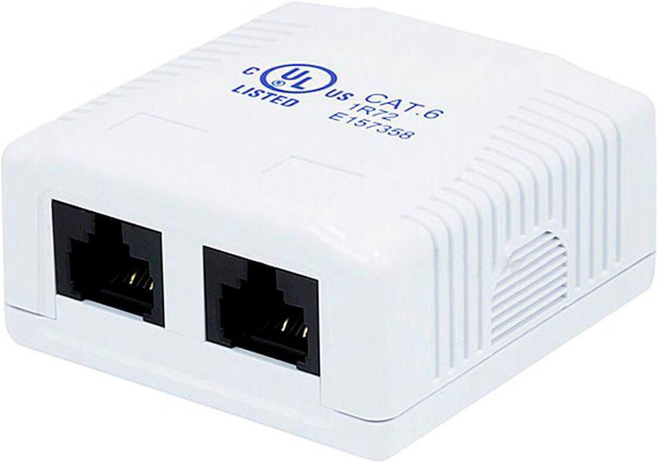 Monoprice 2-port Cat6 Surface Mount Box - White