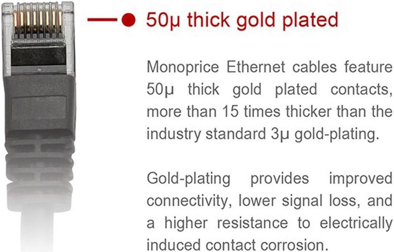 Monoprice Cat6 Ethernet Patch Cable - Network Internet Cord - RJ45, Stranded, 550Mhz, UTP, Pure Bare Copper Wire, 24AWG, 2ft, Yellow