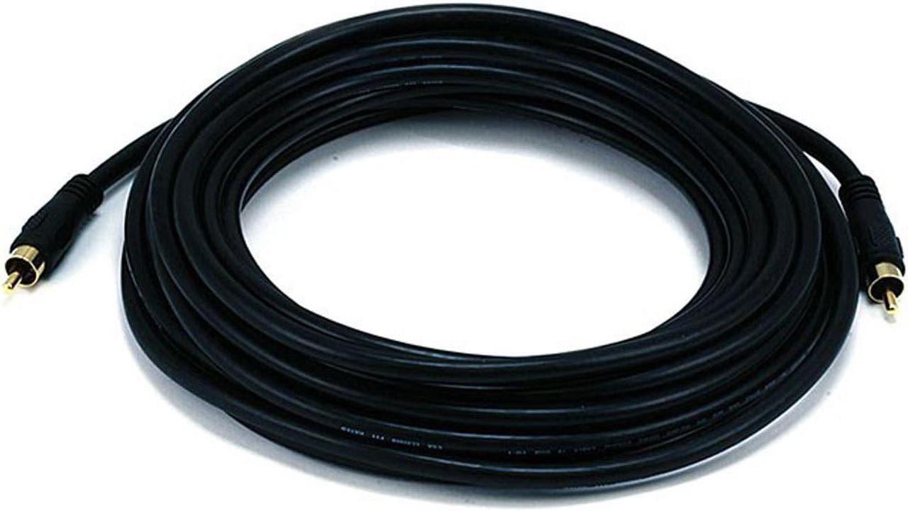 Monoprice Audio/Video Coaxial Cable - 25 Feet - Black | RCA Male/Male RG-59U 75ohm (for S/PDIF Digital Coax Subwoofer & Composite Video)