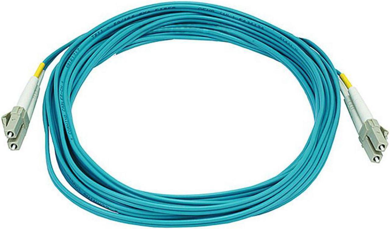 Monoprice Fiber Optic Cable - 5 Meter - Aqua | LC to LC, OM3, 50/125 Type, Multi Mode, 10Gb, Duplex