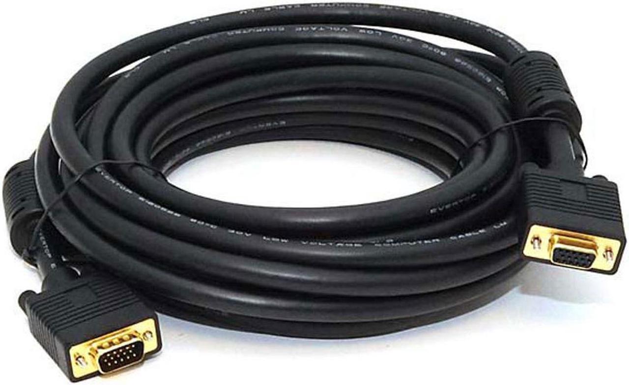 Monoprice Super VGA Cable - 25 Feet - Black | Male to Female With Ferrites For In-Wall Installation | Gold Plated, CL2 Rated