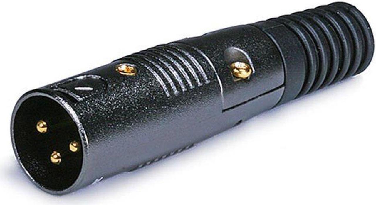 Monoprice 3 Pin XLR Male Mic Connector Gold Plated Pins - Black With Strain Relief Boot For Smooth, Corrosion Free Connections.