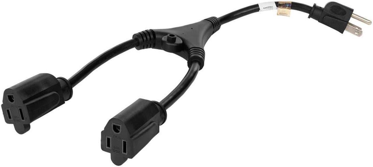 Monoprice 14inch 16AWG Power Cord Splitter Cable, 10A (NEMA 5-15P to 2x NEMA 5-15R)