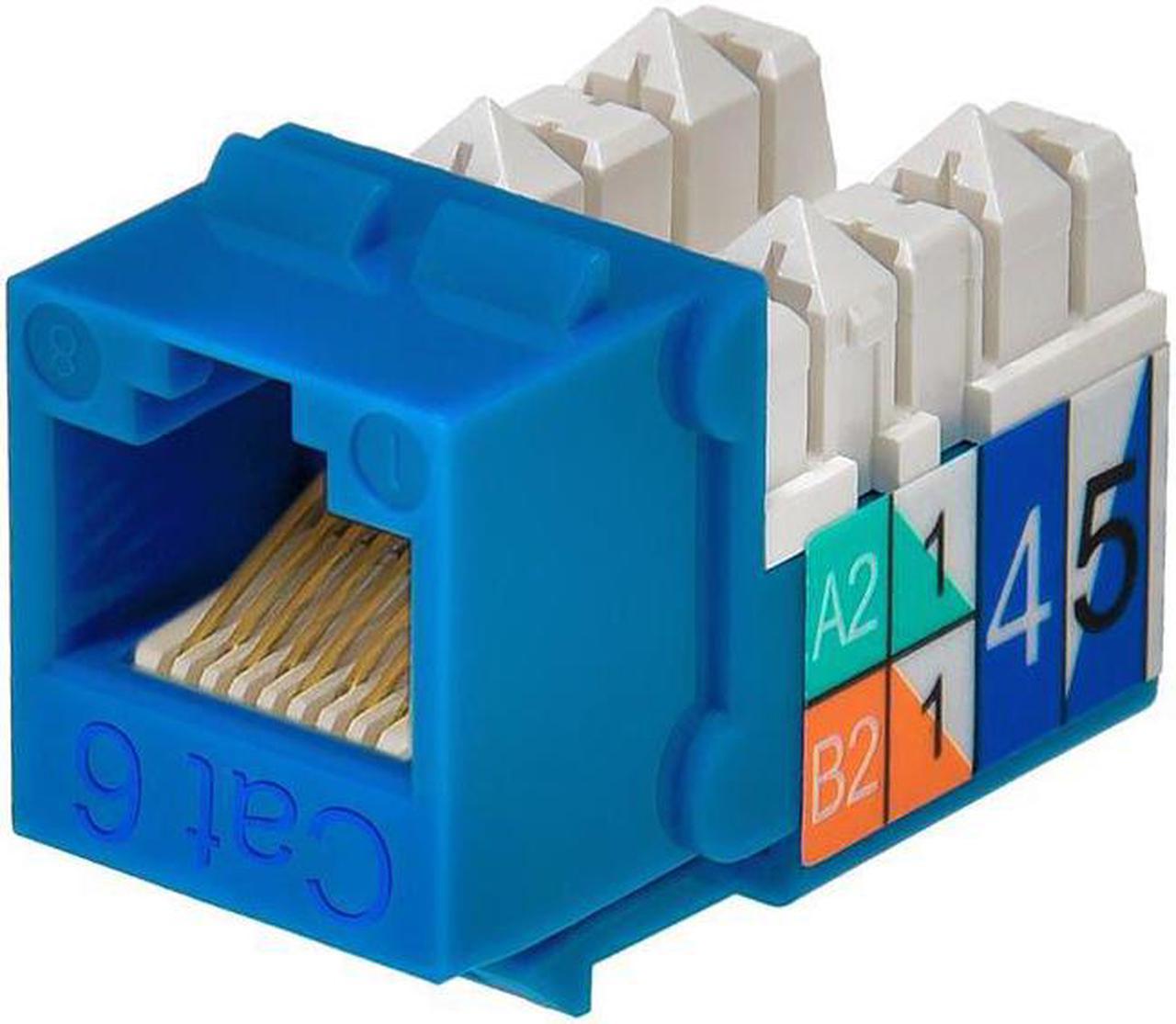 Monoprice Cat6 Punch Down Keystone Jack - Blue | 110 Type IDC, 90 Degree Connection