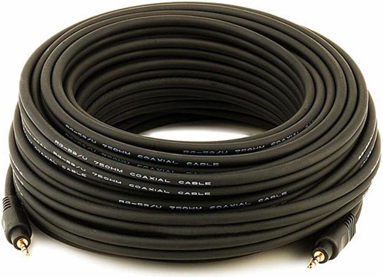 Monoprice 50ft Premium 3.5mm Stereo Male to 3.5mm Stereo Male 22AWG Cable (Gold Plated) - Black