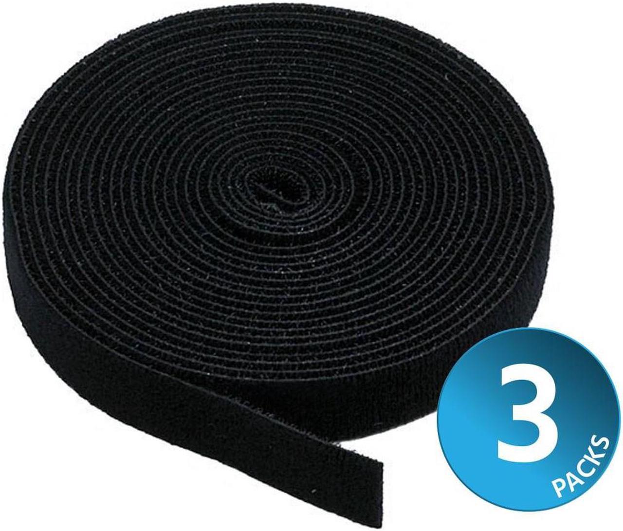 Monoprice 3-Pack Hook and Loop Fastening Tape 5 yard/roll, 0.75in, Black