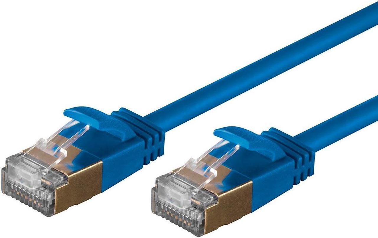 Monoprice SlimRun Cat6A Ethernet Patch Cable - Network Internet Cord - RJ45, Stranded, STP, Pure Bare Copper Wire, 36AWG, 3ft, Blue