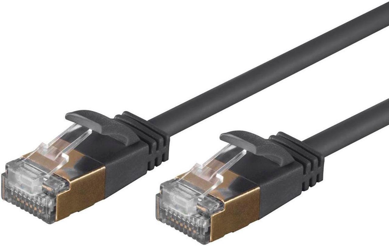 Monoprice SlimRun Cat6A Ethernet Patch Cable - Network Internet Cord - RJ45, Stranded, STP, Pure Bare Copper Wire, 36AWG, 5ft, Black