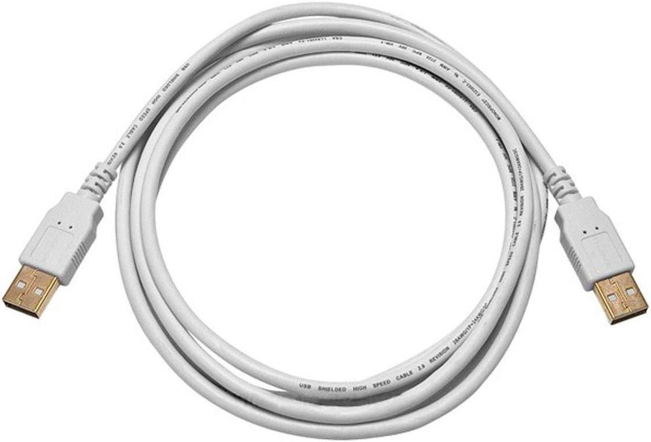 Monoprice USB 2.0 Cable - 6 Feet - White | USB Type-A Male to USB Type-A Male, 28/24AWG, Gold Plated, 480 Mbps