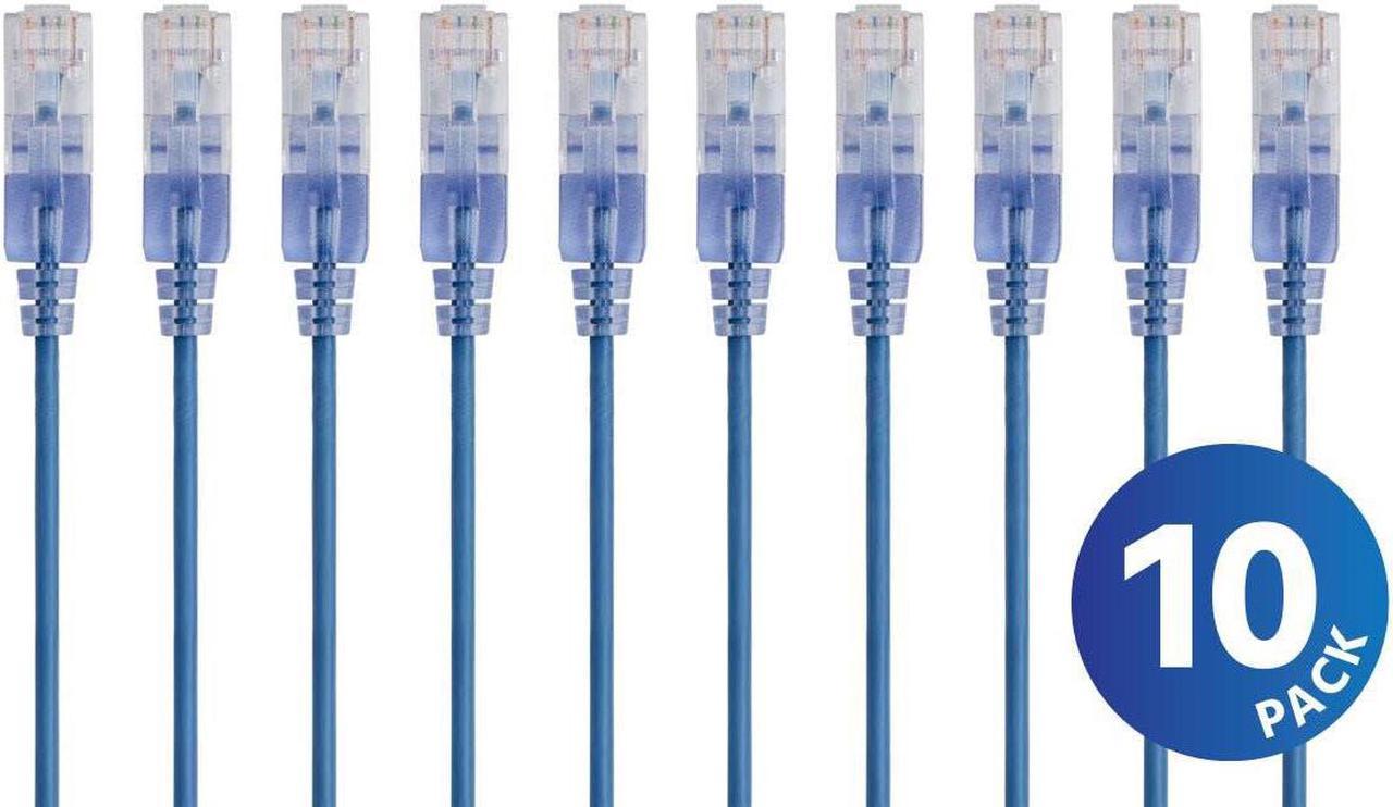 Monoprice Cat6A Ethernet Network Patch Cable - 20 Feet - Blue | 10-Pack, 10G - SlimRun Series