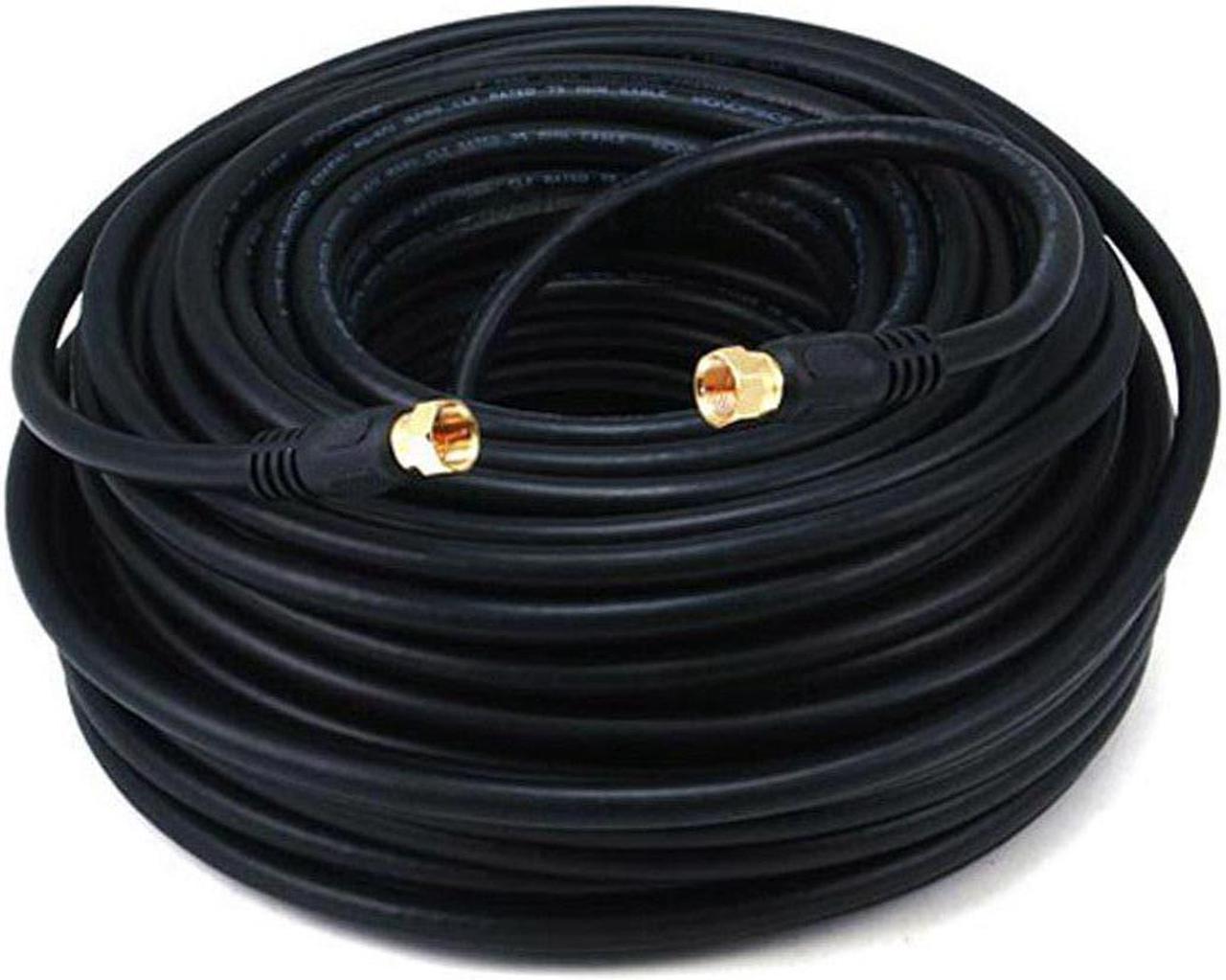 Monoprice 100ft RG6 (18AWG) 75Ohm, Quad Shield, CL2 Coaxial Cable with F Type Connector - Black