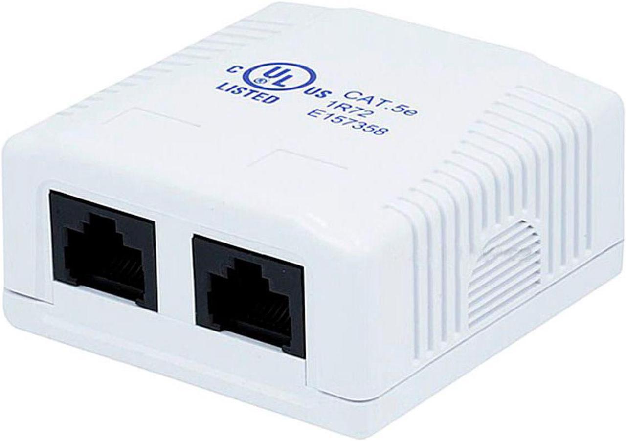 Monoprice 2-port Cat5e Surface Mount Box - White