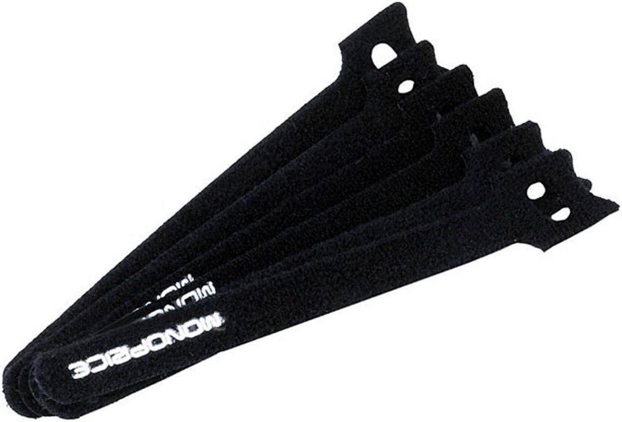 Monoprice Hook and Loop Fastening Cable Ties, 6in, 100 pcs/pack, Black