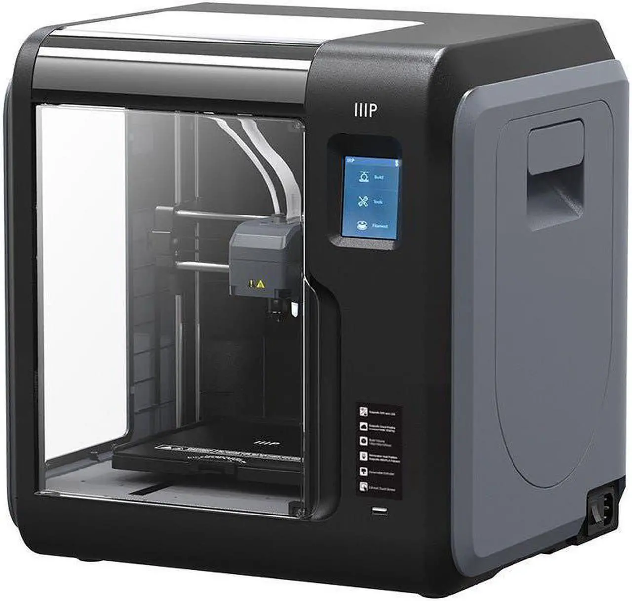 Main image of Monoprice Voxel 3D Printer - Gray/Black with Removable Heated Build Plate (150 x 150 x 150mm) Fully Enclosed, Touch Screen, Assisted Level, Easy Wi-Fi