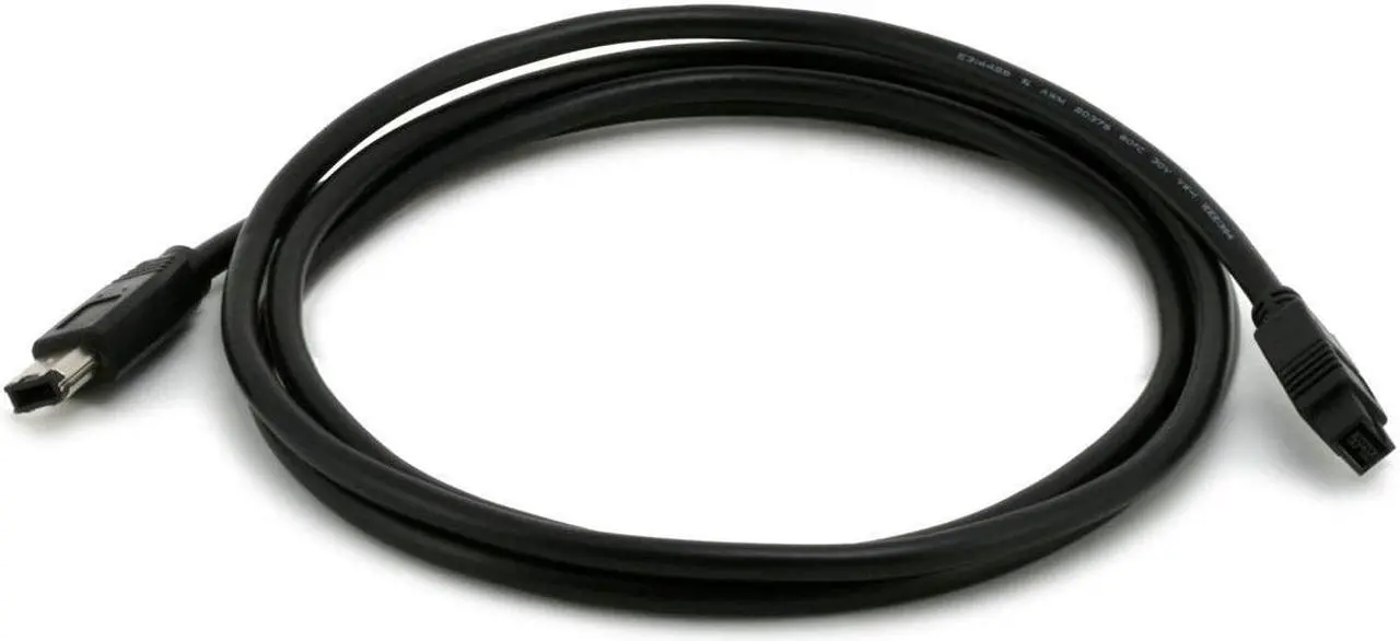 Main image of Monoprice Firewire Cable - 6 Feet - Black | 9-pin to 6-pin Bilingual, USB 2.0 A Male to B Male 24AWG, Gold Plated