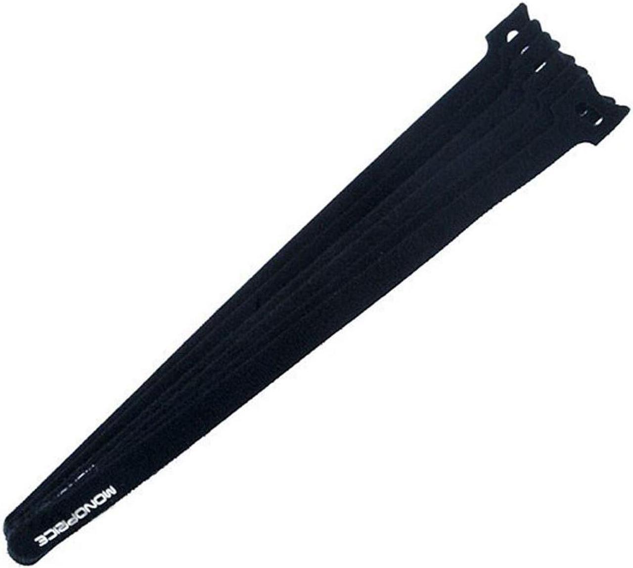 Monoprice Hook and Loop Fastening Cable Ties, 13in, 100 pcs/pack, Black