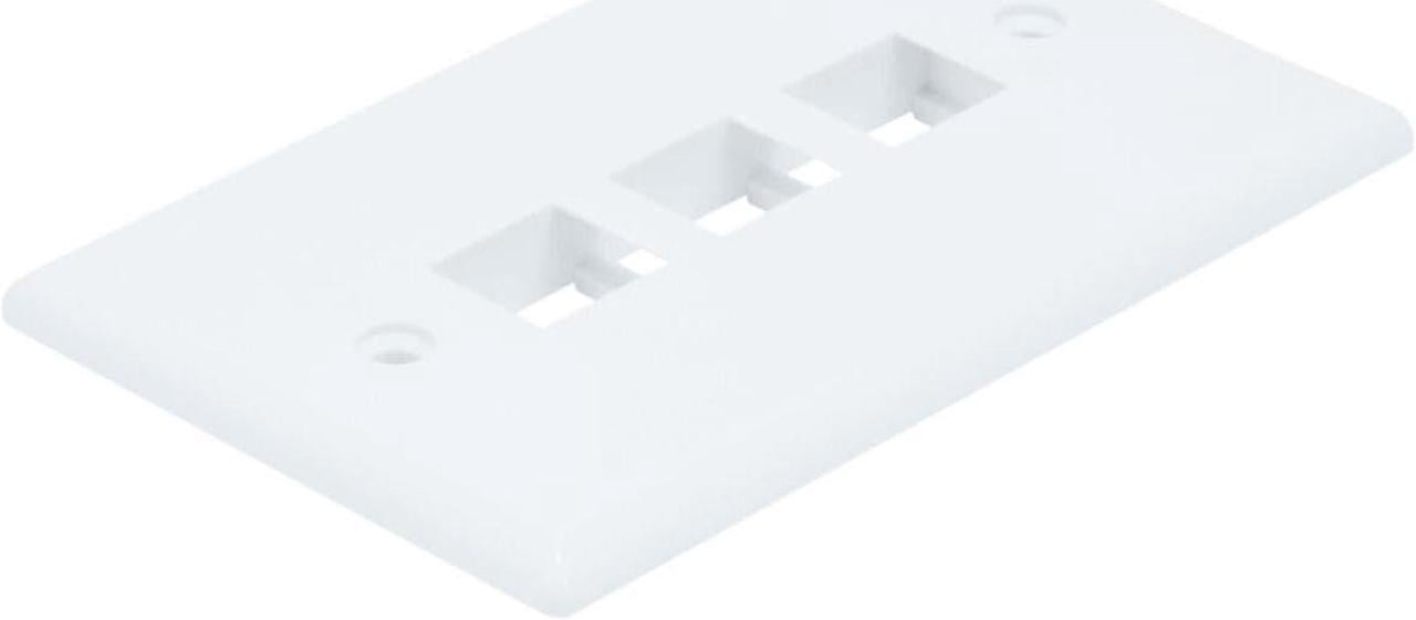 Monoprice 3-Hole 1-Gang Keystone Wall Plate - White