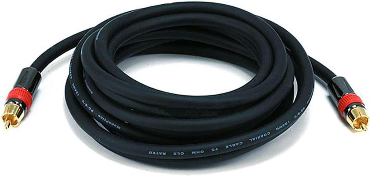 Monoprice 12ft High-quality Coaxial Audio/Video RCA CL2 Rated Cable - RG6/U 75ohm (for S/PDIF, Digital Coax, Subwoofer,