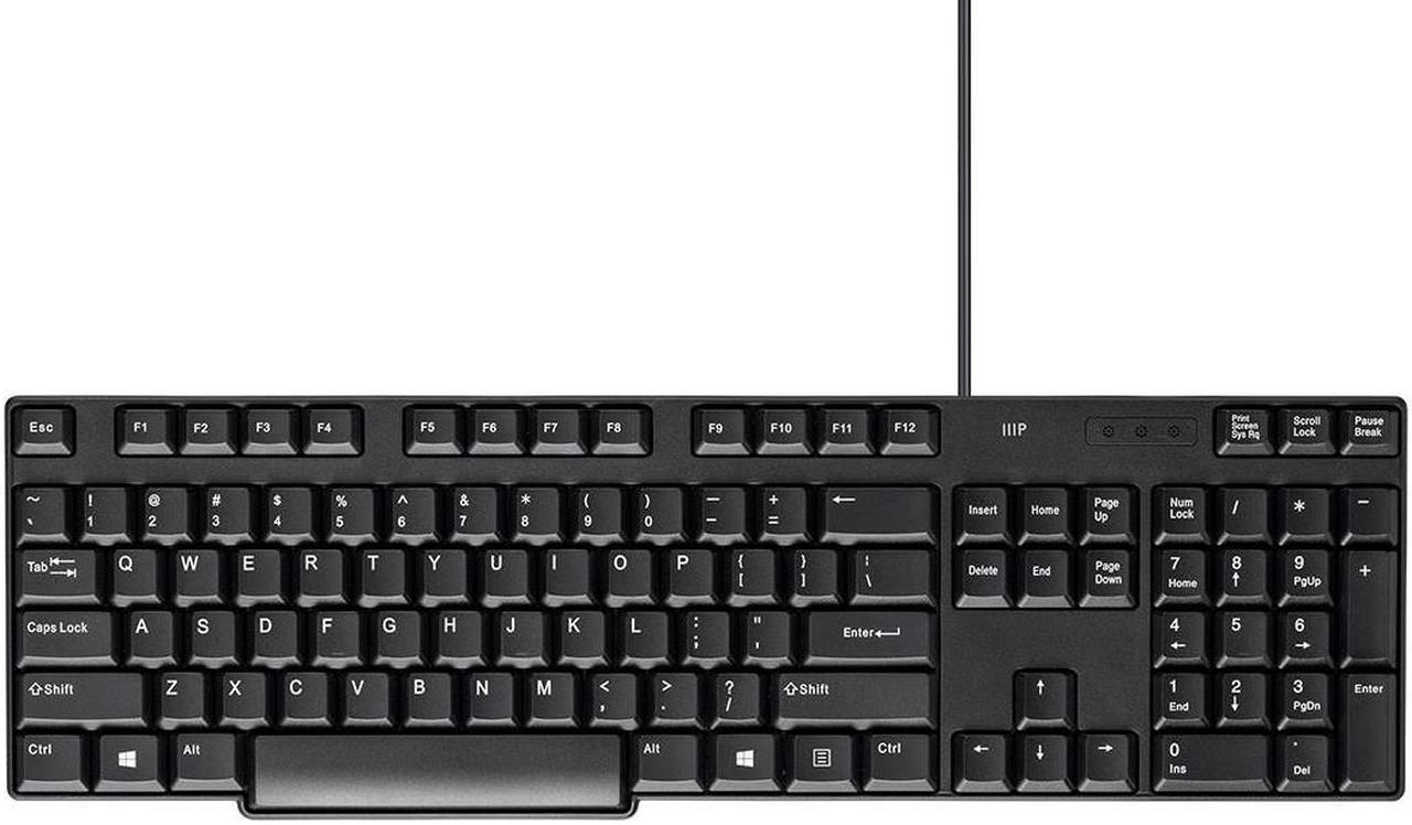 Monoprice USB Keyboard - Black, Spill Resistant Membrane, Comfortable, Standard Layout - Workstream Collection