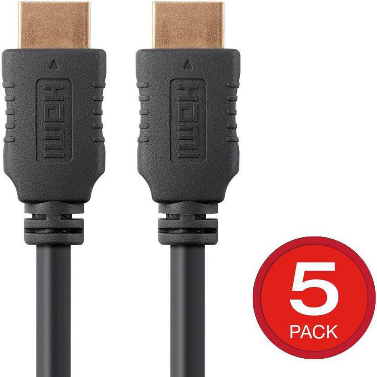 Monoprice HDMI Cable - 6 Feet - Black (5-Pack) High Speed, 4K@60Hz, HDR, 18Gbps, YCbCr 4:4:4, 28AWG, Compatible with UHD TV and More - Select Series