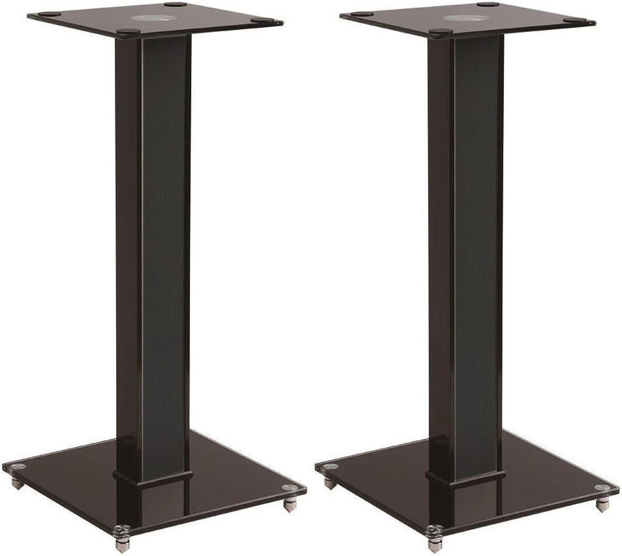 Monoprice Elements Speaker Stand - 18 Inch (Pair) With Cable Management, Strong Tempered Glass Base With Floor Spikes