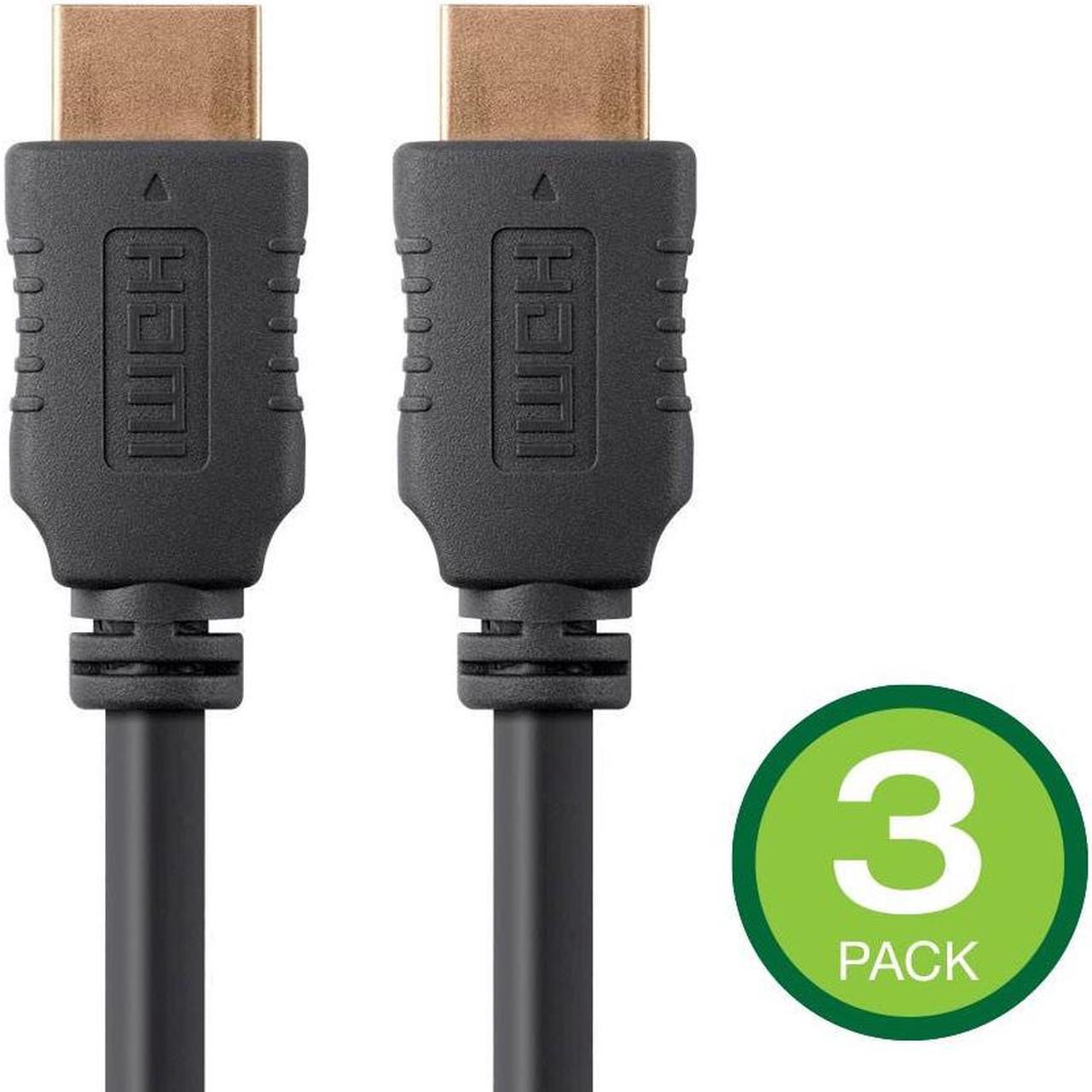 Monoprice HDMI Cable - 30 Feet - Black (3 Pack) High Speed, 4K@60Hz, HDR, 18Gbps, YCbCr 4:4:4, 26AWG, Compatible with UHD TV and More - Select Series