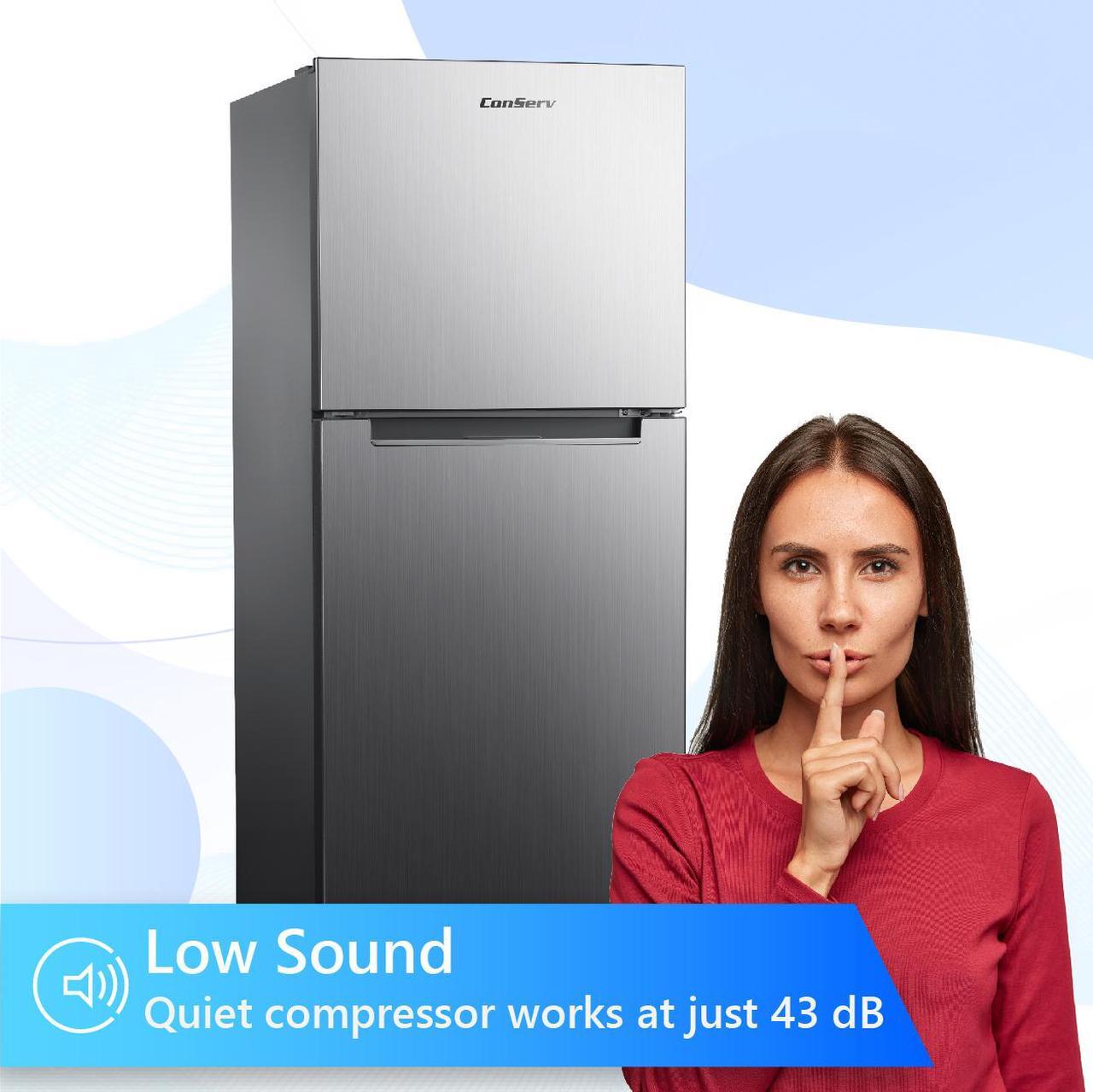 Alt view image 3 of 5 - Conserv 24" Wide 10 cu.ft. frost-free Top Freezer Refrigerator Stainless