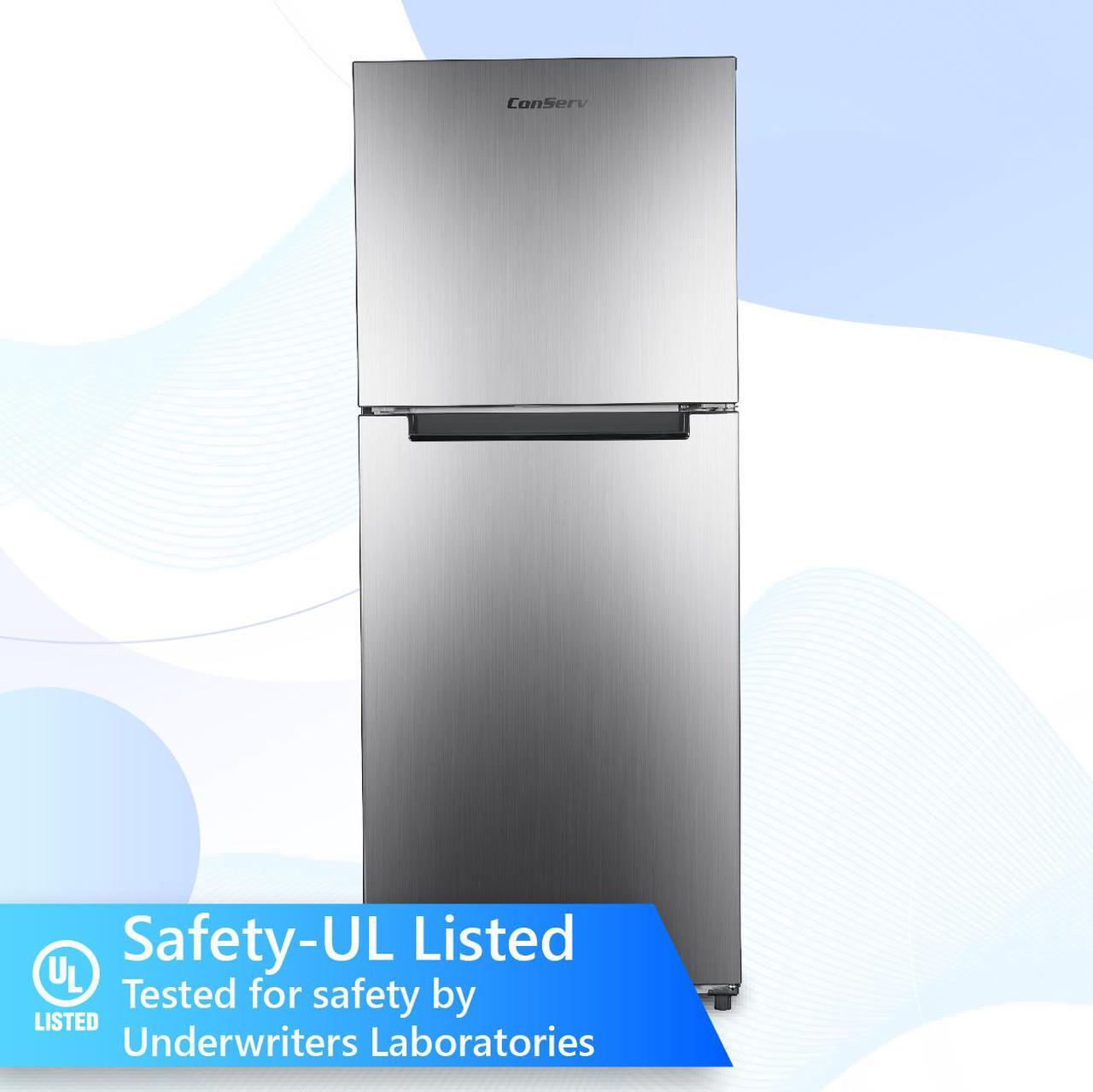 Alt view image 2 of 5 - Conserv 24" Wide 10 cu.ft. frost-free Top Freezer Refrigerator Stainless