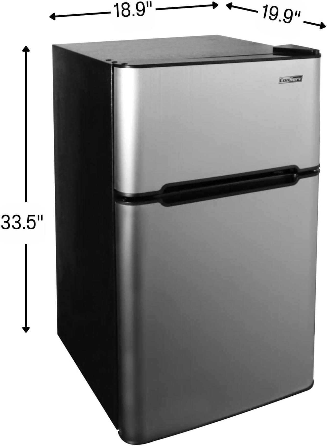 Alt view image 2 of 7 - ConServ 3 cu.ft 2 Door Mini Freestanding Refrigerator with Freezer in Stainless