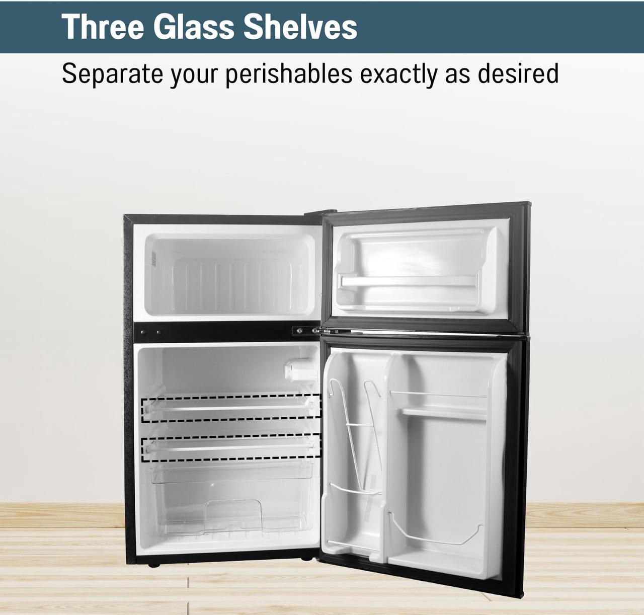 Alt view image 3 of 7 - ConServ 3 cu.ft 2 Door Mini Freestanding Refrigerator with Freezer in Stainless