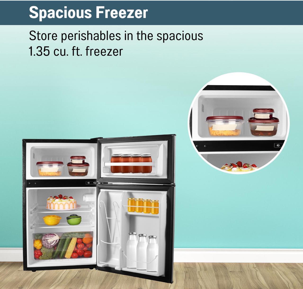 Alt view image 5 of 7 - ConServ 3 cu.ft 2 Door Mini Freestanding Refrigerator with Freezer in Stainless