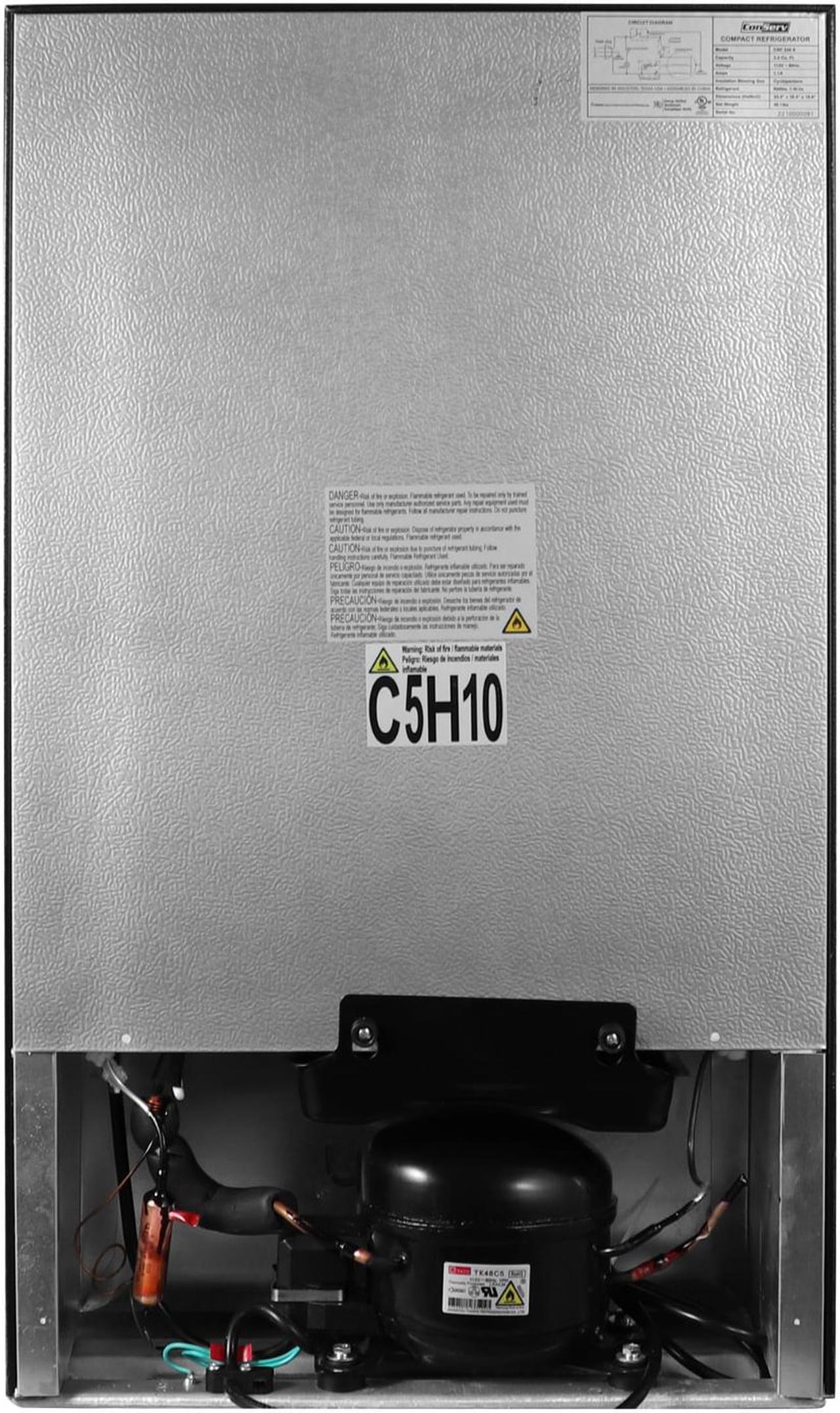 Alt view image 7 of 7 - ConServ 3 cu.ft 2 Door Mini Freestanding Refrigerator with Freezer in Stainless