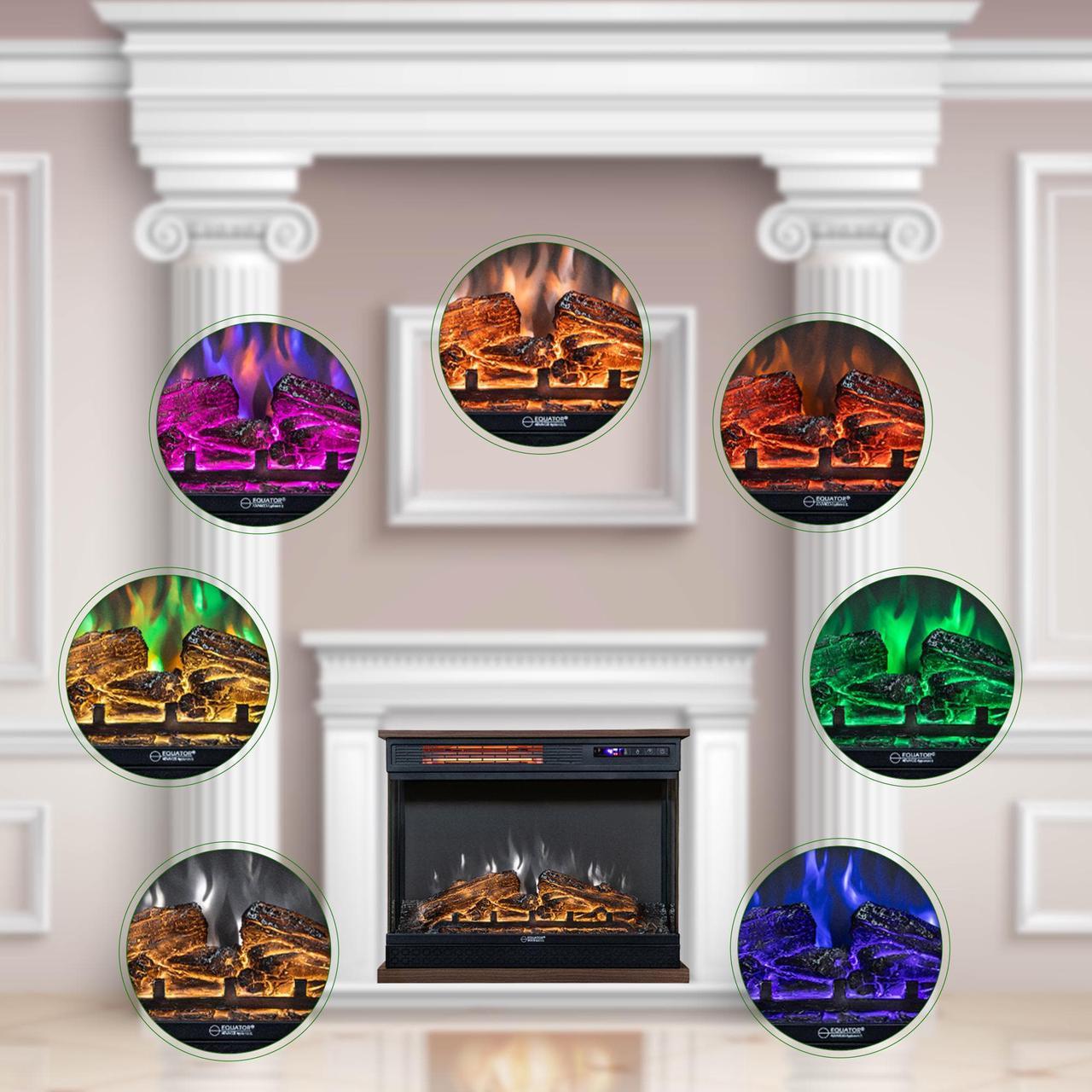 Alt view image 2 of 7 - Equator 26" Freestanding Portable Fireplace Only Heat or 7 Color LED Remote 110V