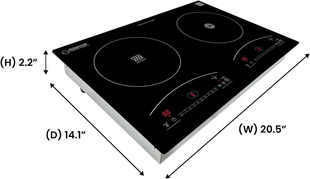 Alt view image 2 of 7 - Equator 20" Electric Any Cookware Compatible Induction+Ceramic 2 Burner Cooktop with 9 Power 110V