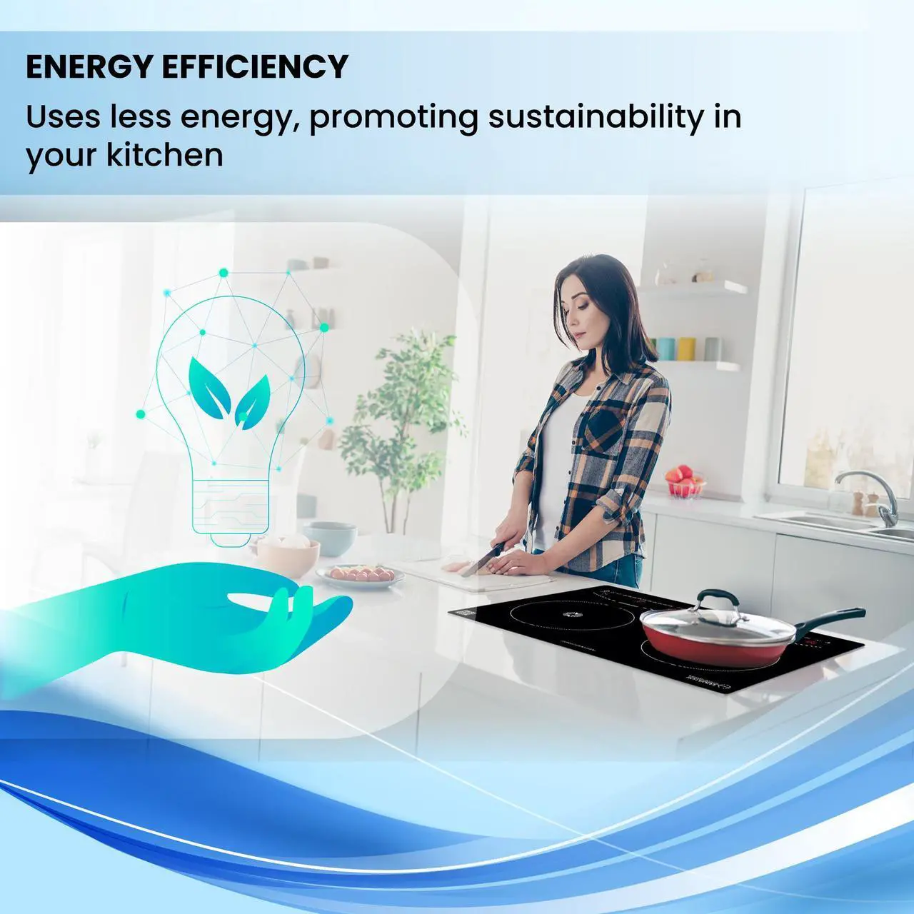 Alt view image 4 of 7 - Equator 20" Electric Any Cookware Compatible Induction+Ceramic 2 Burner Cooktop with 9 Power 110V