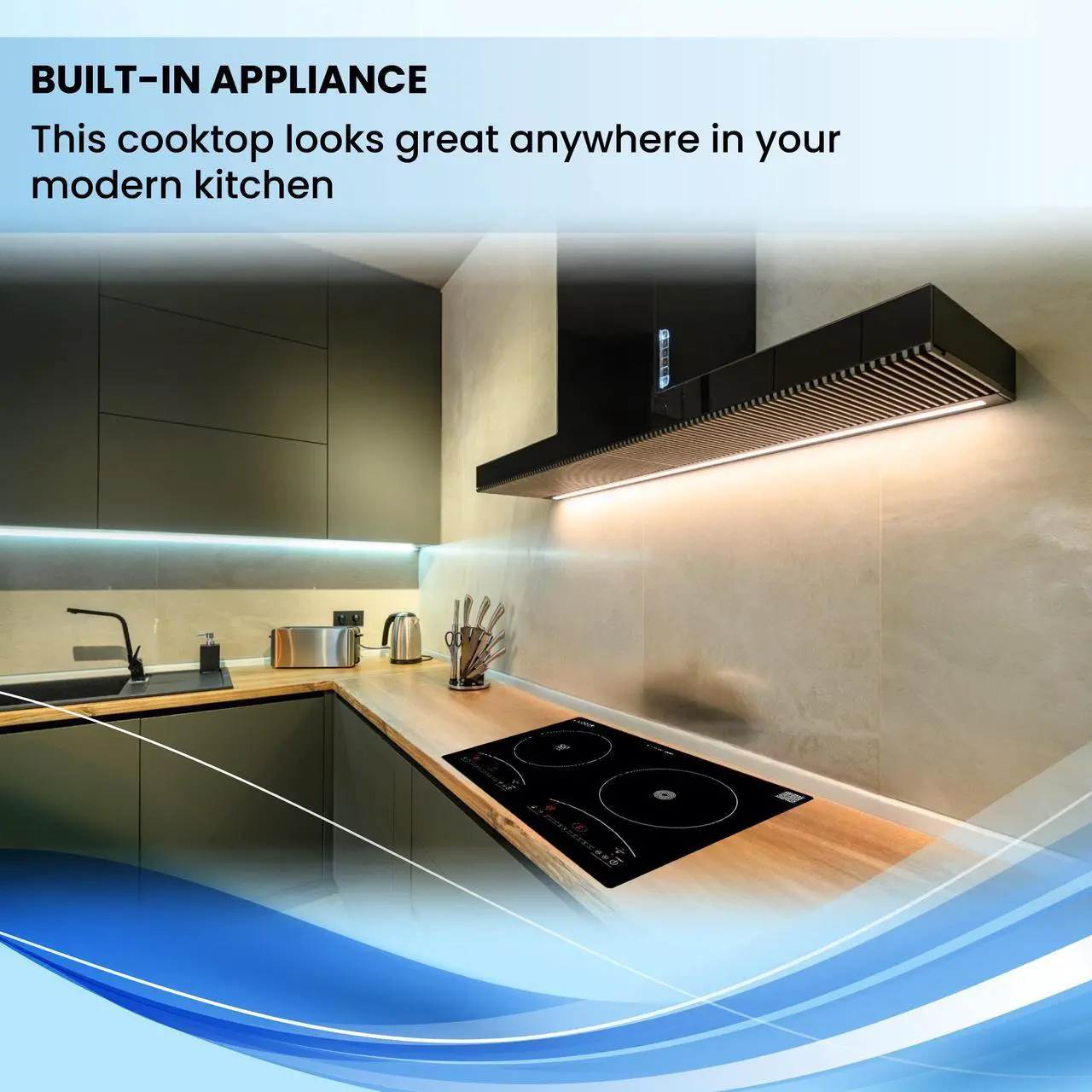Alt view image 3 of 7 - Equator 20" Electric Any Cookware Compatible Induction+Ceramic 2 Burner Cooktop with 9 Power 110V