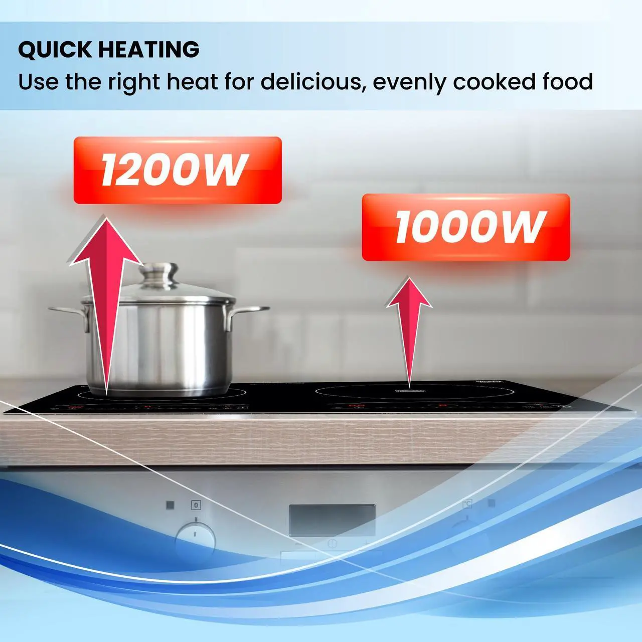 Alt view image 5 of 7 - Equator 20" Electric Any Cookware Compatible Induction+Ceramic 2 Burner Cooktop with 9 Power 110V
