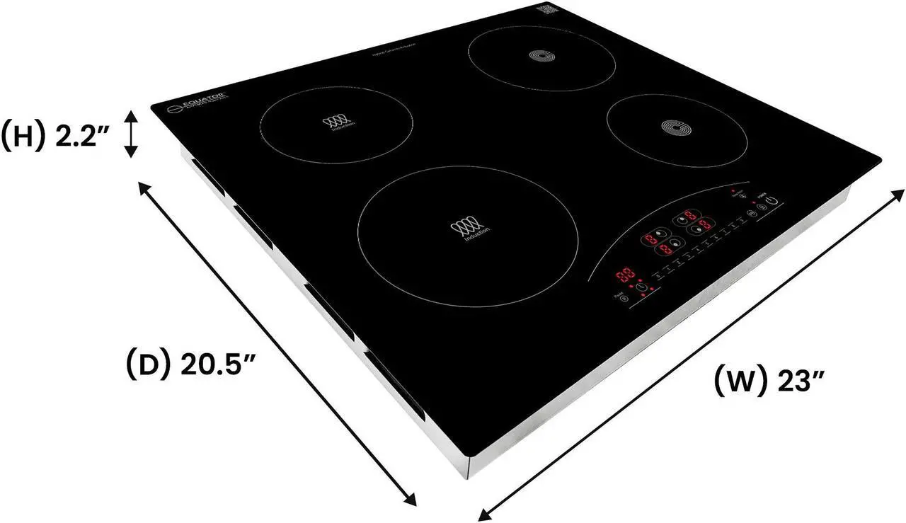 Alt view image 2 of 7 - Equator 24" Electric Any Cookware Compatible Induction+Ceramic 4 Burner Cooktop 9 Power 220V