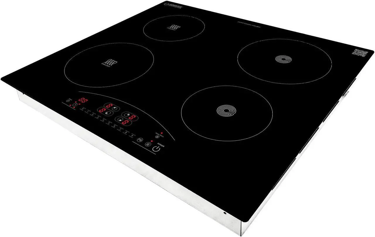 Alt view image 3 of 7 - Equator 24" Electric Any Cookware Compatible Induction+Ceramic 4 Burner Cooktop 9 Power 220V
