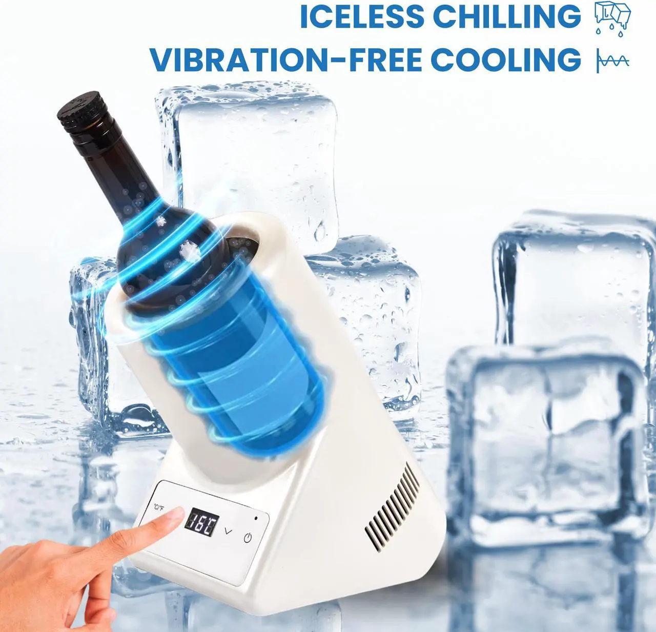 Alt view image 3 of 7 - Equator Single Bottle Chiller Wine-Champagne-Water White 110V AC/12V DC