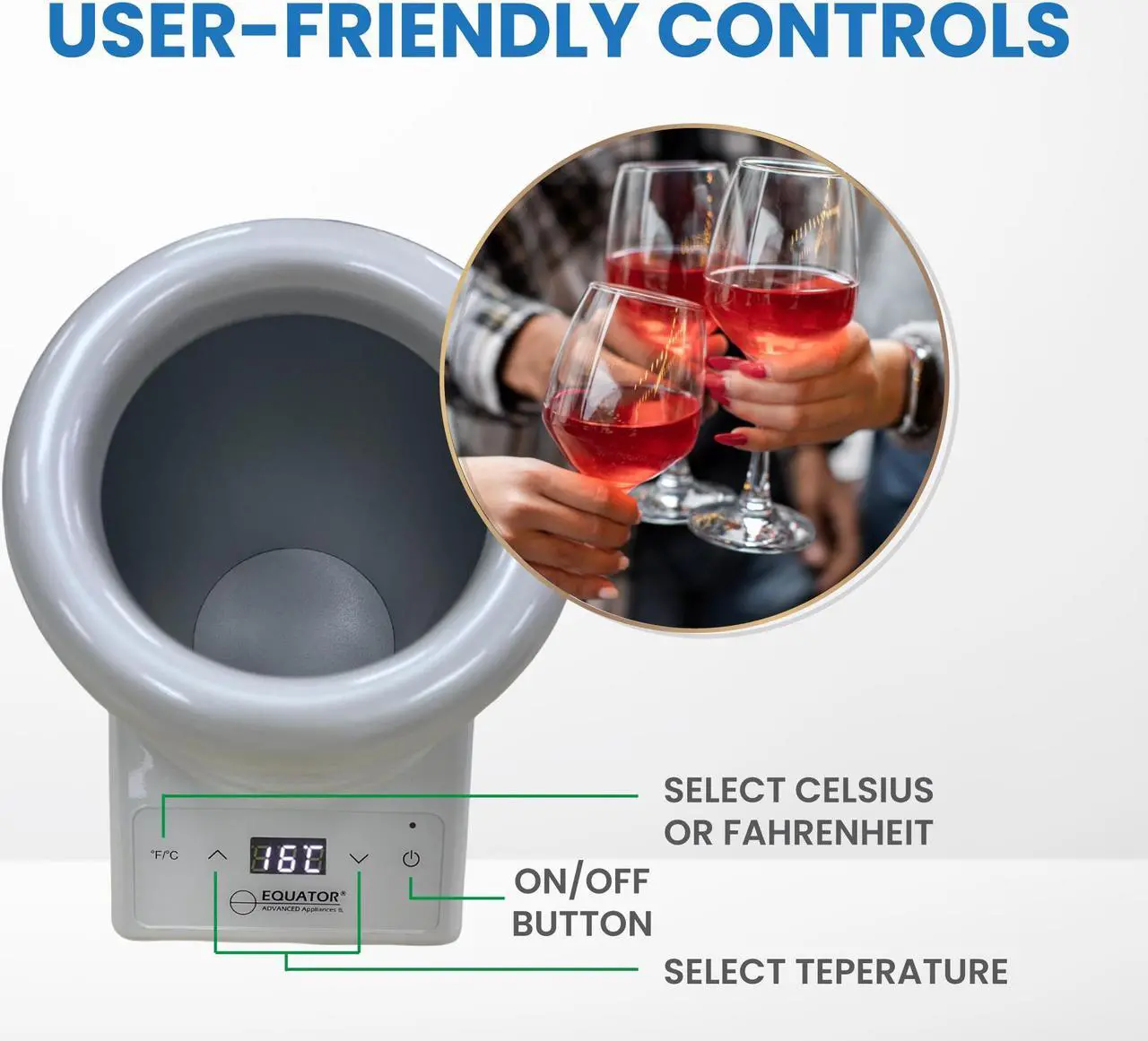 Alt view image 5 of 7 - Equator Single Bottle Chiller Wine-Champagne-Water White 110V AC/12V DC