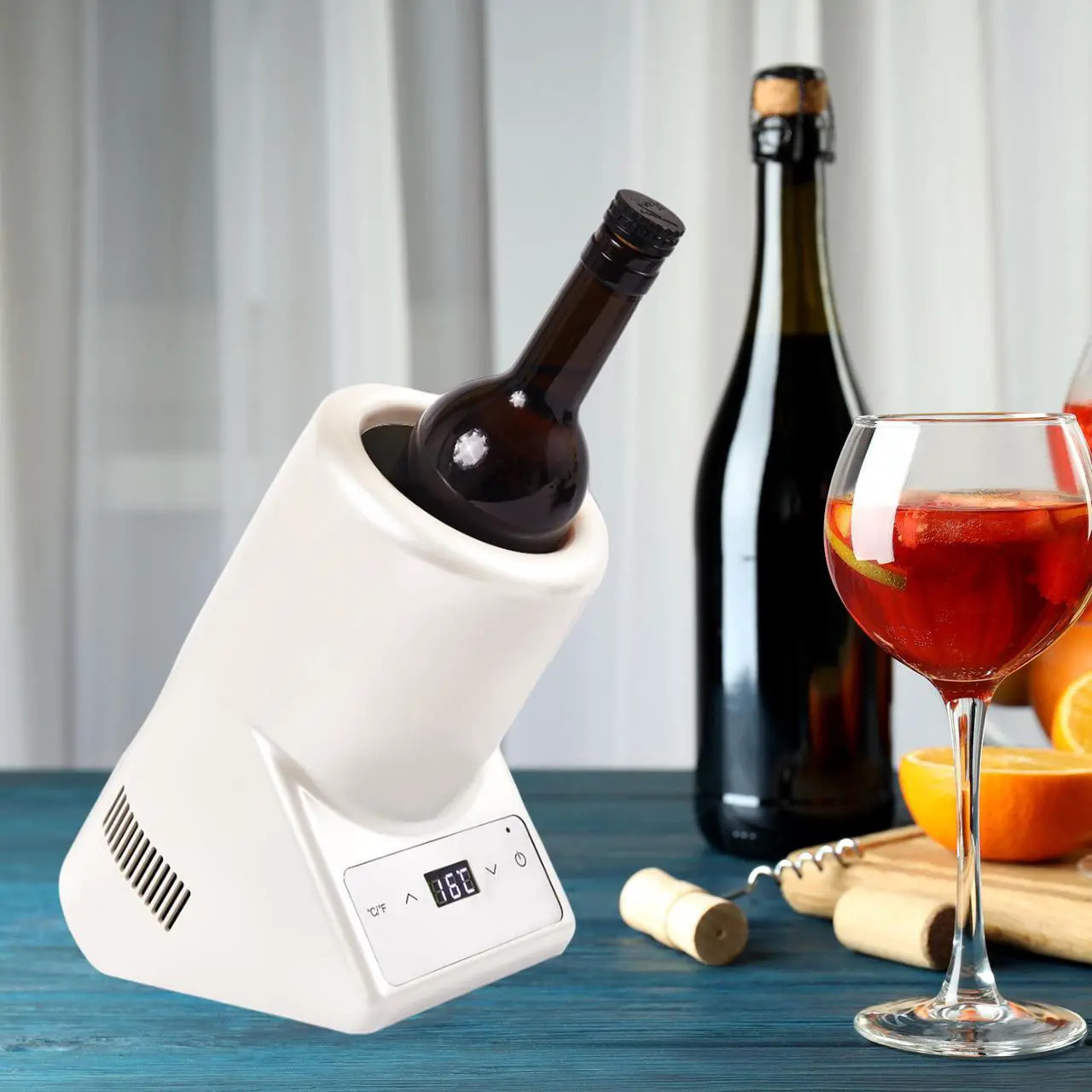 Alt view image 7 of 7 - Equator Single Bottle Chiller Wine-Champagne-Water White 110V AC/12V DC