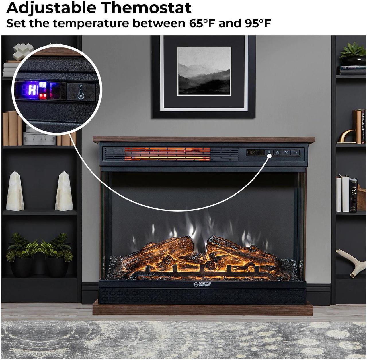 Alt view image 3 of 7 - Equator 26" Freestanding Portable Fireplace Only Heat or 7 Color LED Remote 110V