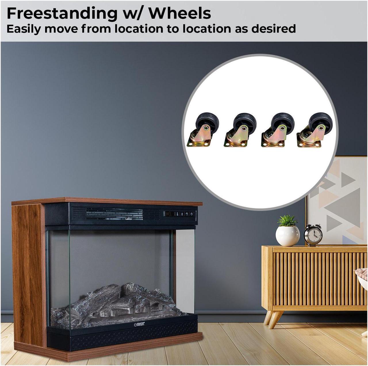 Alt view image 4 of 7 - Equator 26" Freestanding Portable Fireplace Only Heat or 7 Color LED Remote 110V