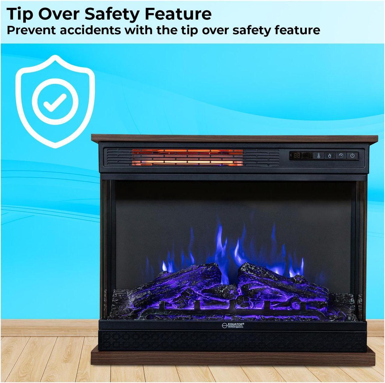 Alt view image 5 of 7 - Equator 26" Freestanding Portable Fireplace Only Heat or 7 Color LED Remote 110V